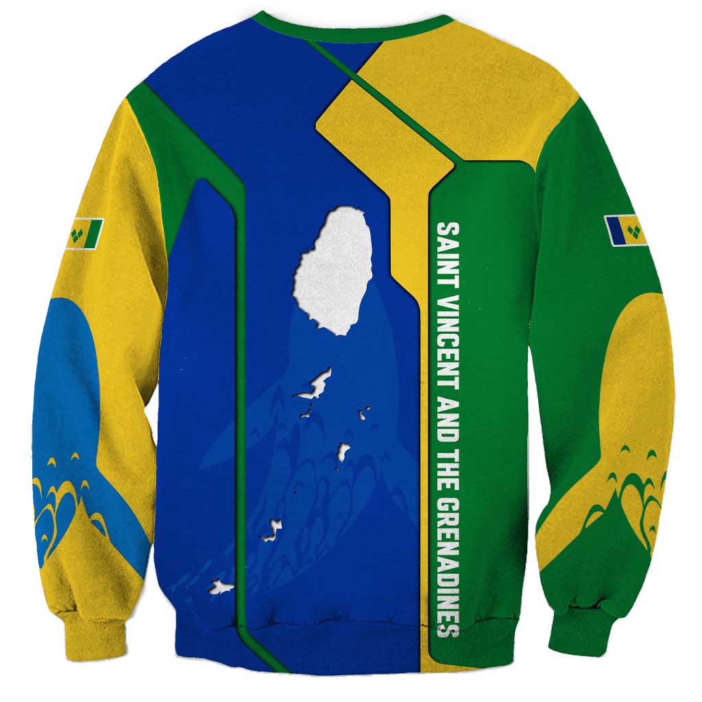 Saint Vincent and the Grenadines Flag Wave Map Sweatshirt Caribbean Island Pride Pullover - Wonder Print Shop