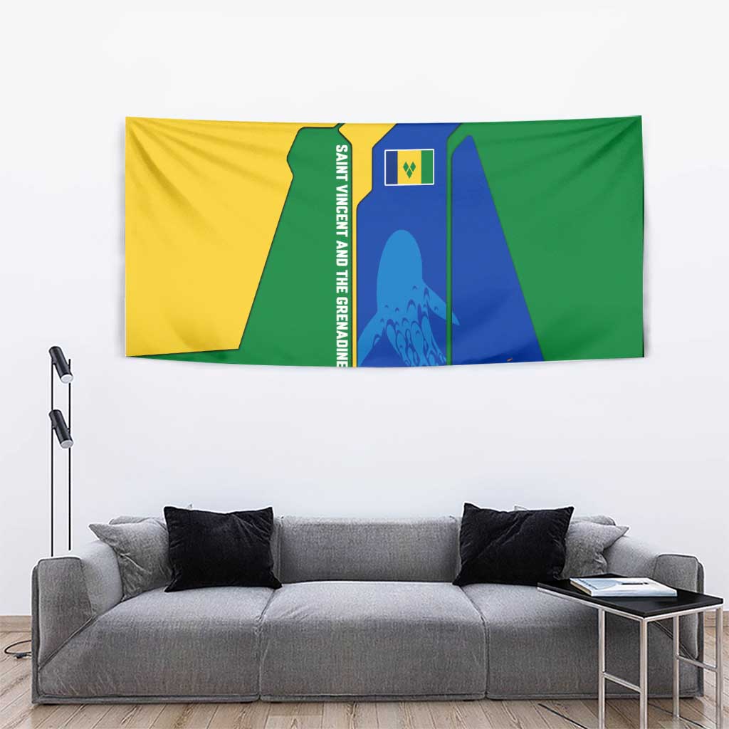 Saint Vincent and the Grenadines Flag Wave Map Tapestry Caribbean Island Pride Pullover - Wonder Print Shop