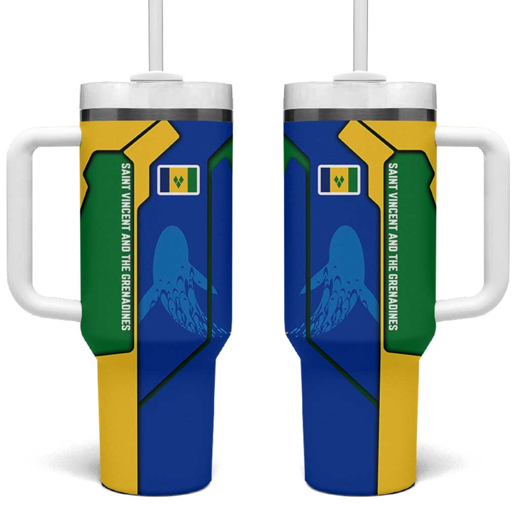 Saint Vincent and the Grenadines Flag Wave Map Tumbler With Handle Caribbean Island Pride Pullover - Wonder Print Shop