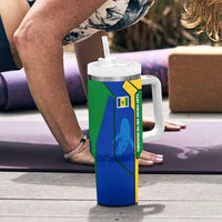 Saint Vincent and the Grenadines Flag Wave Map Tumbler With Handle Caribbean Island Pride Pullover - Wonder Print Shop