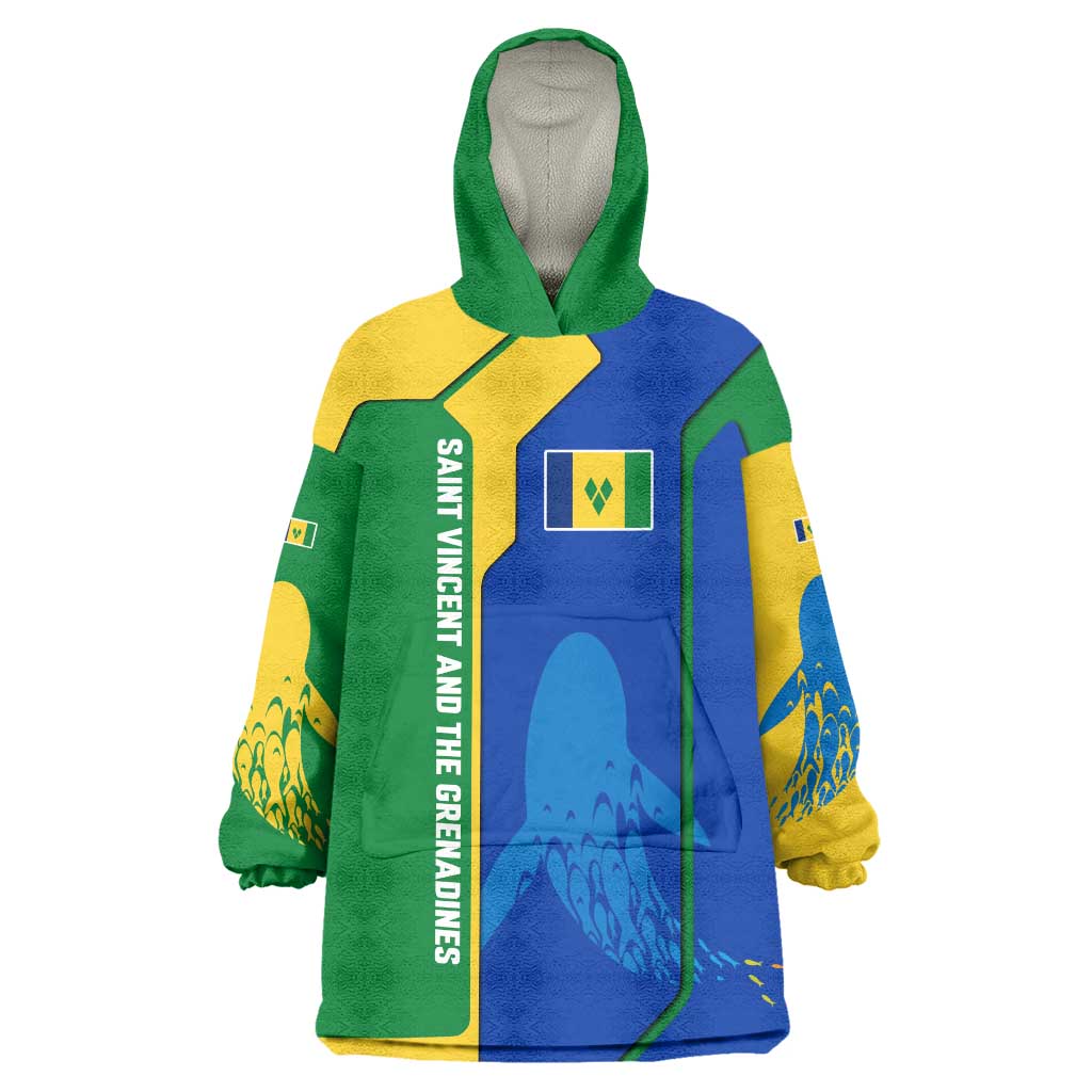 Saint Vincent and the Grenadines Flag Wave Map Wearable Blanket Hoodie Caribbean Island Pride Pullover - Wonder Print Shop