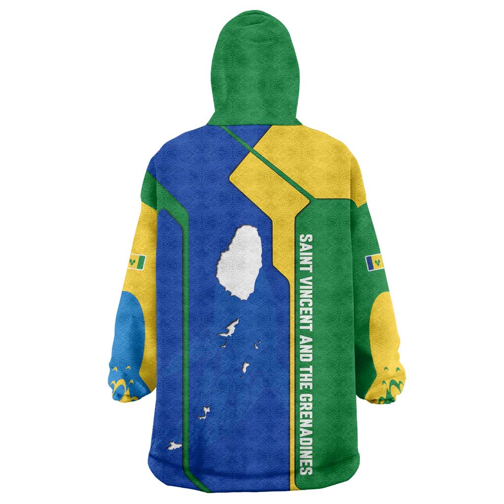 Saint Vincent and the Grenadines Flag Wave Map Wearable Blanket Hoodie Caribbean Island Pride Pullover - Wonder Print Shop