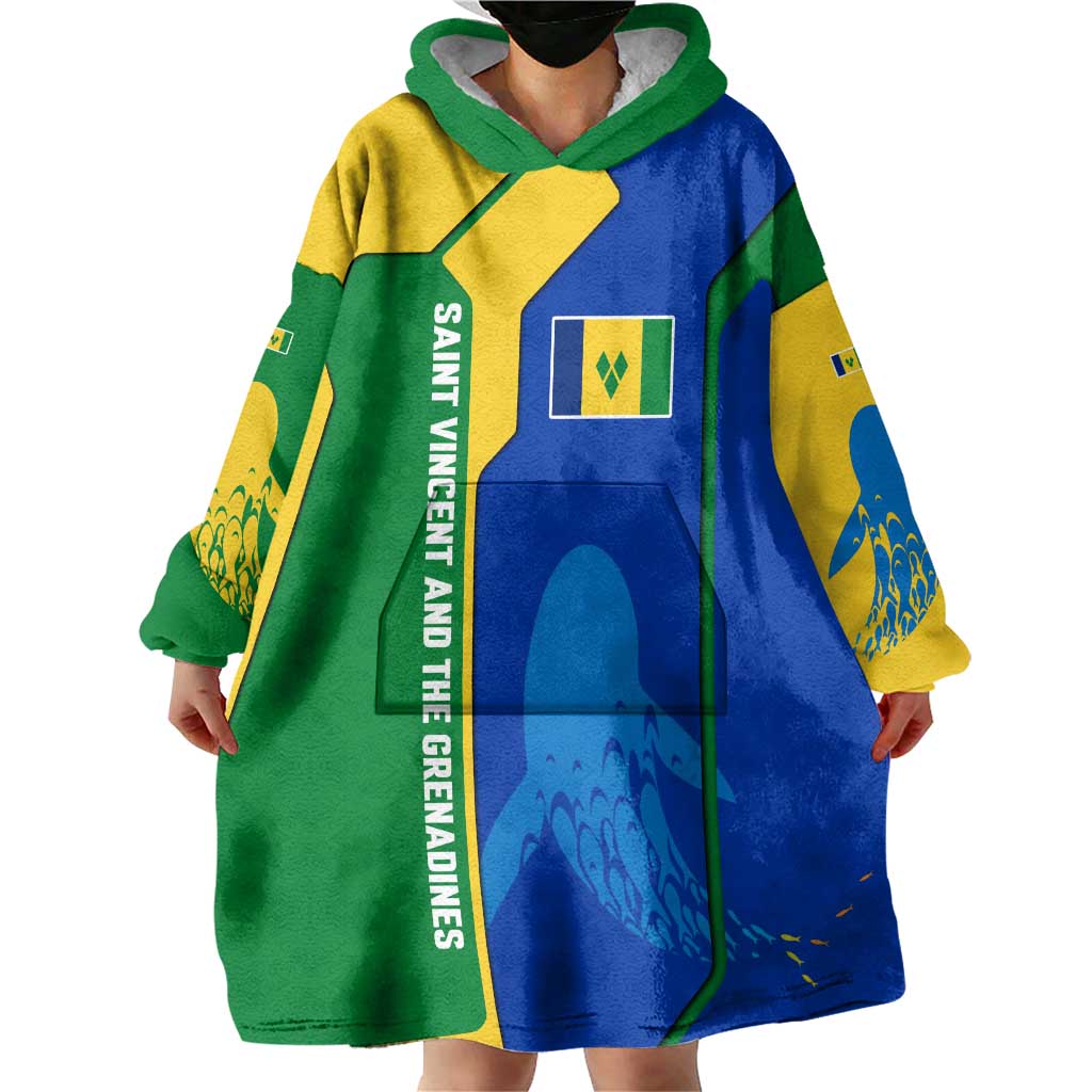 Saint Vincent and the Grenadines Flag Wave Map Wearable Blanket Hoodie Caribbean Island Pride Pullover - Wonder Print Shop