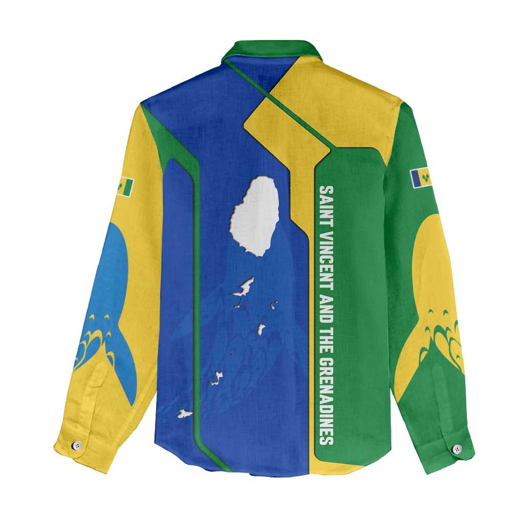 Saint Vincent and the Grenadines Flag Wave Map Women Casual Shirt Caribbean Island Pride Pullover - Wonder Print Shop