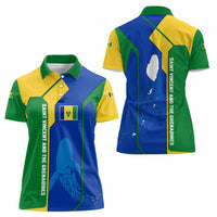 Saint Vincent and the Grenadines Flag Wave Map Women Polo Shirt Caribbean Island Pride Pullover - Wonder Print Shop