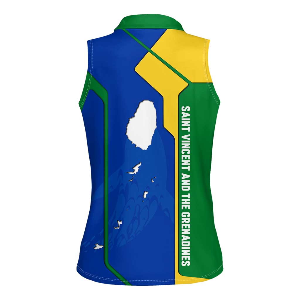 Saint Vincent and the Grenadines Flag Wave Map Women Sleeveless Polo Shirt Caribbean Island Pride Pullover - Wonder Print Shop