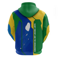 Saint Vincent and the Grenadines Flag Wave Map Zip Hoodie Caribbean Island Pride Pullover - Wonder Print Shop