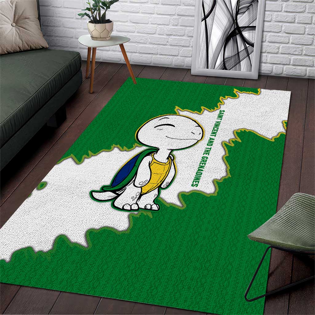 Saint Vincent and the Grenadines Turtle Area Rug with Coat of Arms and Green Heritage Design - Wonder Print Shop