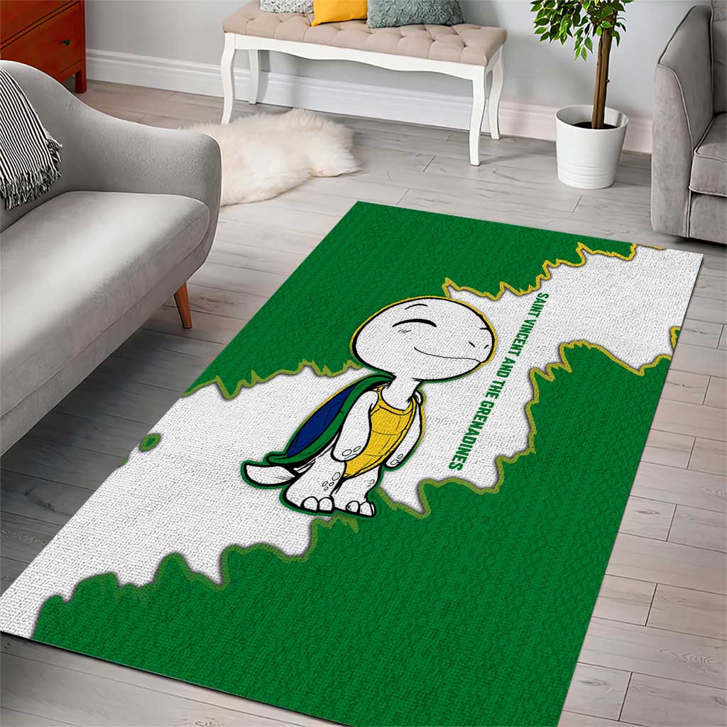 Saint Vincent and the Grenadines Turtle Area Rug with Coat of Arms and Green Heritage Design - Wonder Print Shop