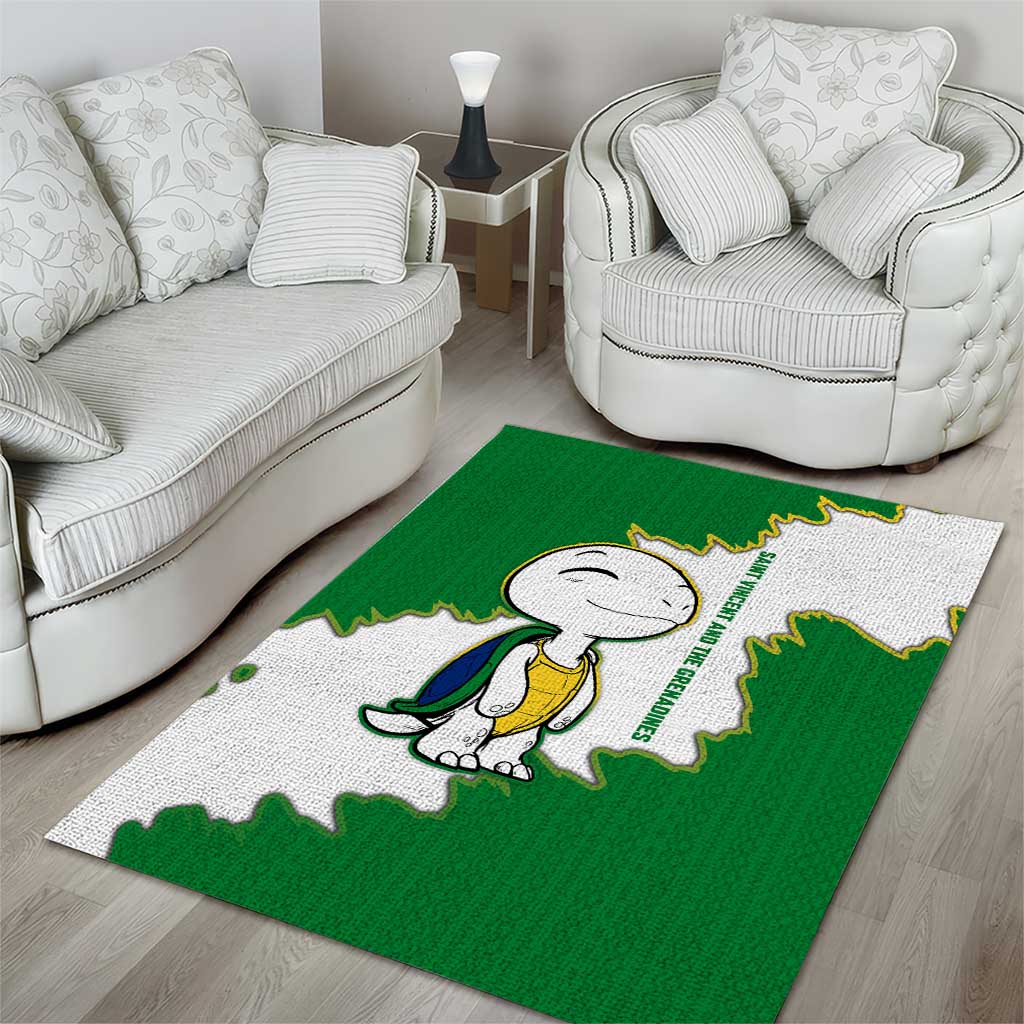 Saint Vincent and the Grenadines Turtle Area Rug with Coat of Arms and Green Heritage Design - Wonder Print Shop