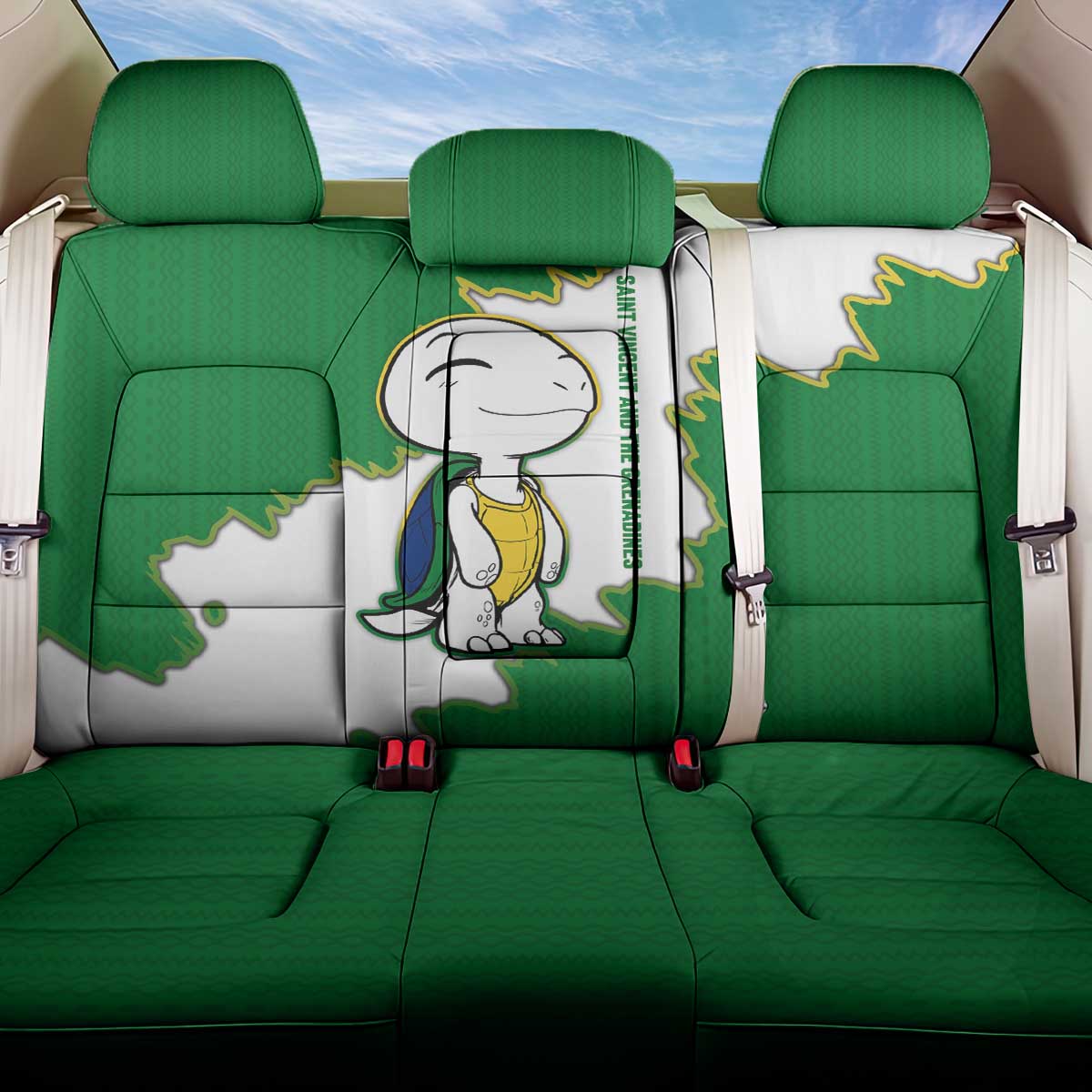 Saint Vincent and the Grenadines Turtle Back Car Seat Cover with Coat of Arms and Green Heritage Design - Wonder Print Shop