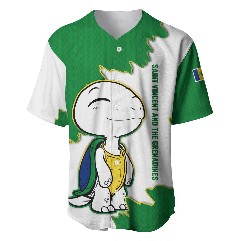 Saint Vincent and the Grenadines Turtle Baseball Jersey with Coat of Arms and Green Heritage Design - Wonder Print Shop