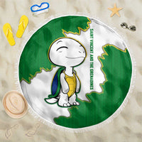 Saint Vincent and the Grenadines Turtle Beach Blanket with Coat of Arms and Green Heritage Design - Wonder Print Shop