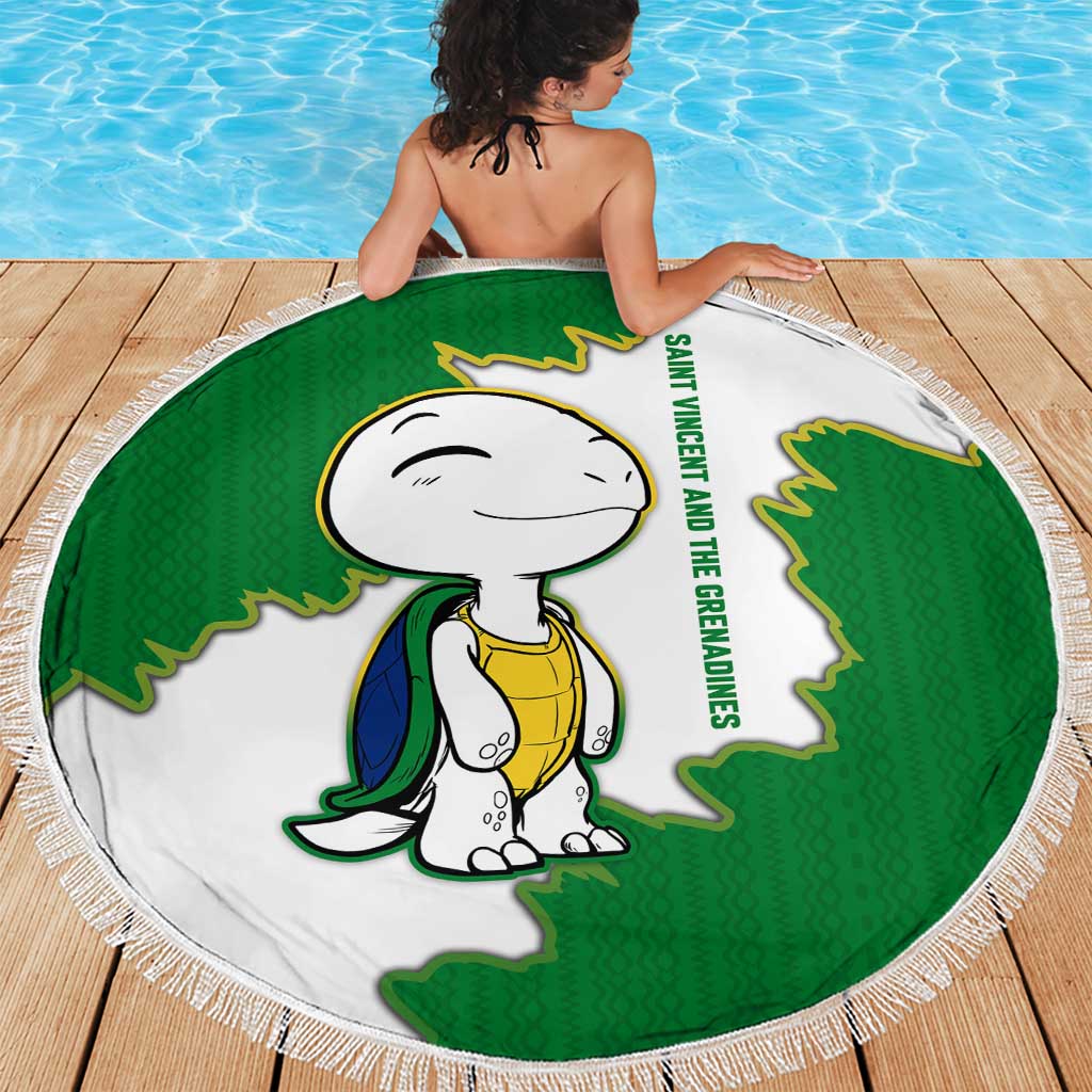 Saint Vincent and the Grenadines Turtle Beach Blanket with Coat of Arms and Green Heritage Design - Wonder Print Shop