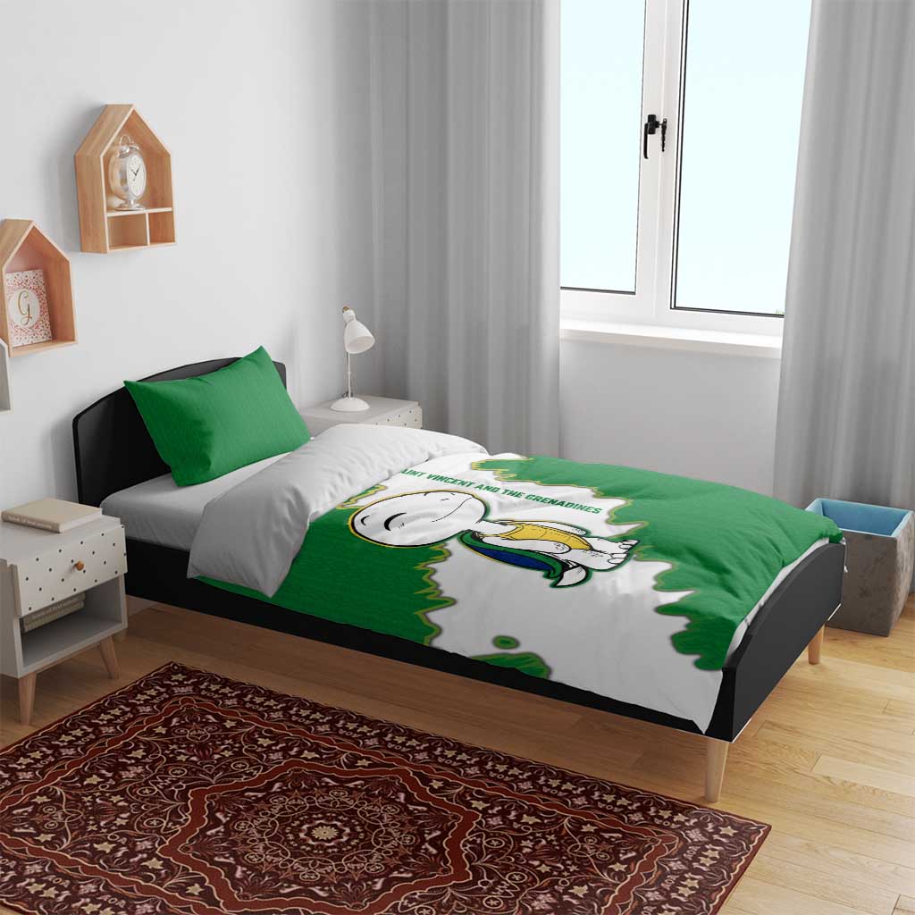 Saint Vincent and the Grenadines Turtle Bedding Set with Coat of Arms and Green Heritage Design - Wonder Print Shop