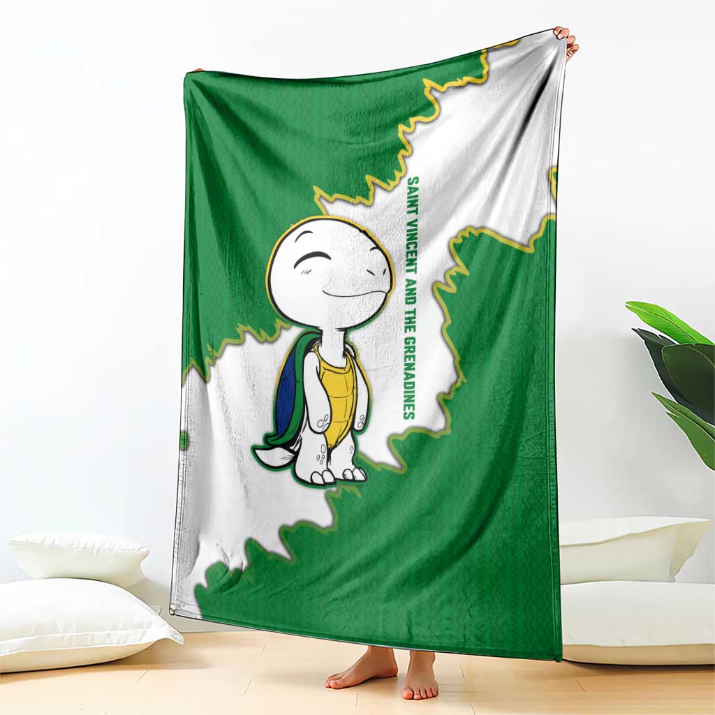 Saint Vincent and the Grenadines Turtle Blanket with Coat of Arms and Green Heritage Design - Wonder Print Shop