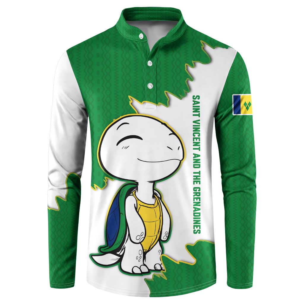 Saint Vincent and the Grenadines Turtle Button Sweatshirt with Coat of Arms and Green Heritage Design - Wonder Print Shop