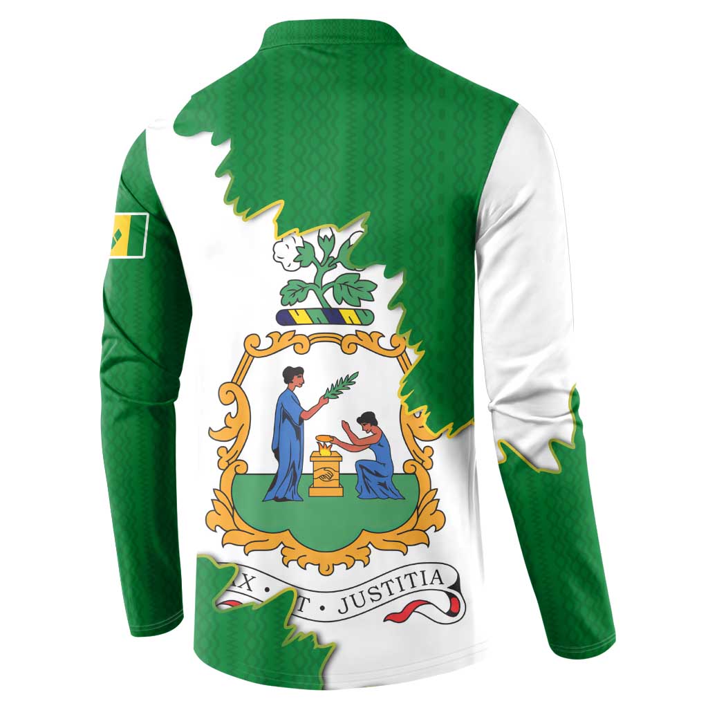 Saint Vincent and the Grenadines Turtle Button Sweatshirt with Coat of Arms and Green Heritage Design - Wonder Print Shop