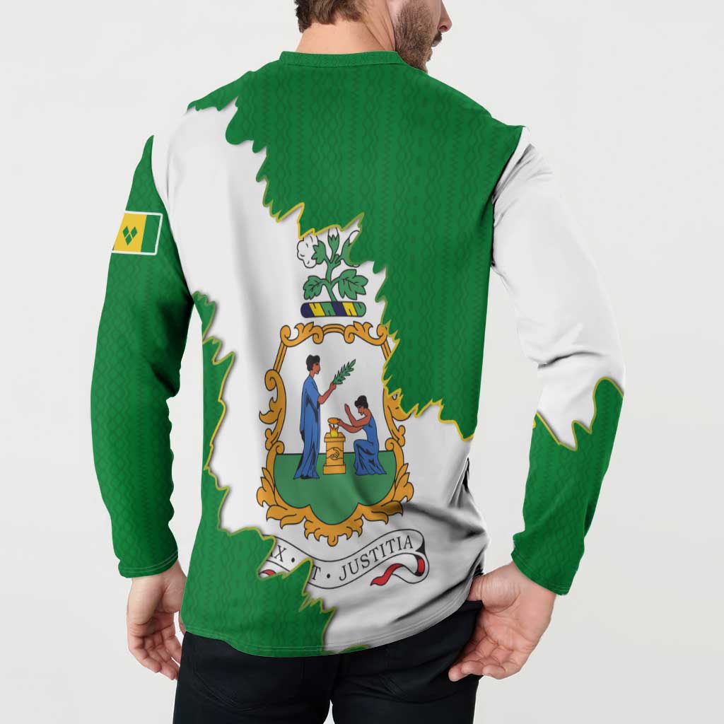 Saint Vincent and the Grenadines Turtle Button Sweatshirt with Coat of Arms and Green Heritage Design - Wonder Print Shop