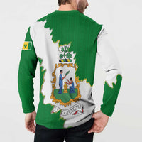 Saint Vincent and the Grenadines Turtle Button Sweatshirt with Coat of Arms and Green Heritage Design - Wonder Print Shop