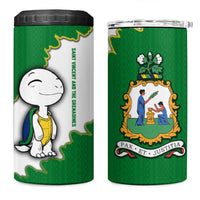 Saint Vincent and the Grenadines Turtle 4 in 1 Can Cooler Tumbler with Coat of Arms and Green Heritage Design - Wonder Print Shop