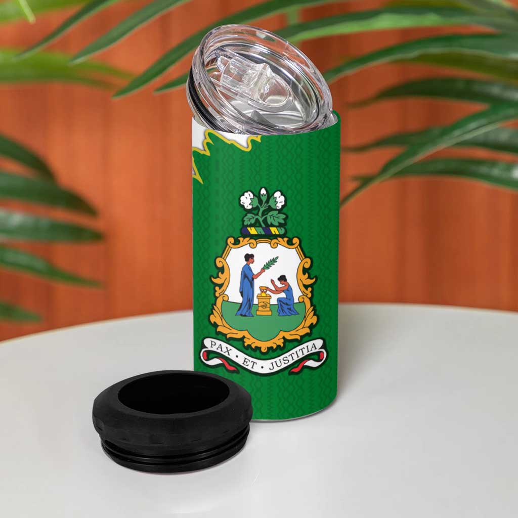 Saint Vincent and the Grenadines Turtle 4 in 1 Can Cooler Tumbler with Coat of Arms and Green Heritage Design - Wonder Print Shop