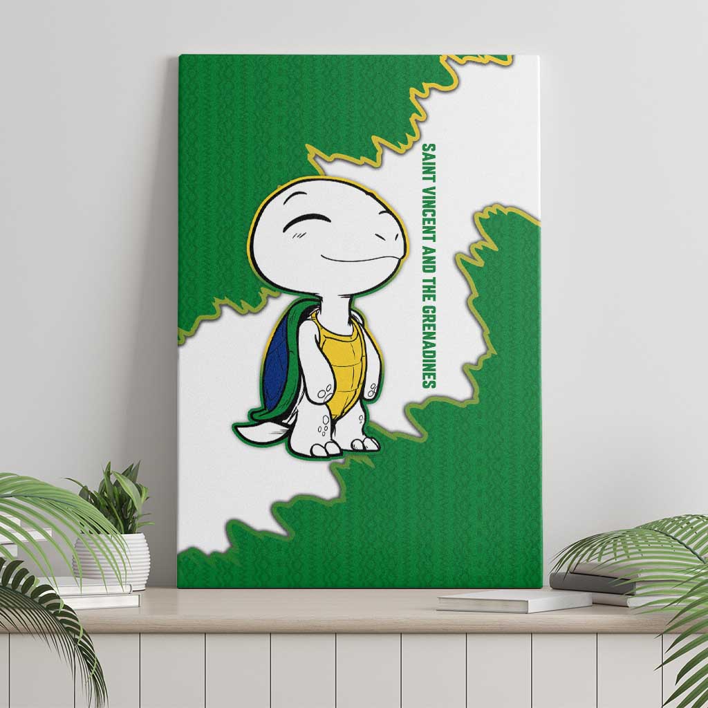 Saint Vincent and the Grenadines Turtle Canvas Wall Art with Coat of Arms and Green Heritage Design - Wonder Print Shop