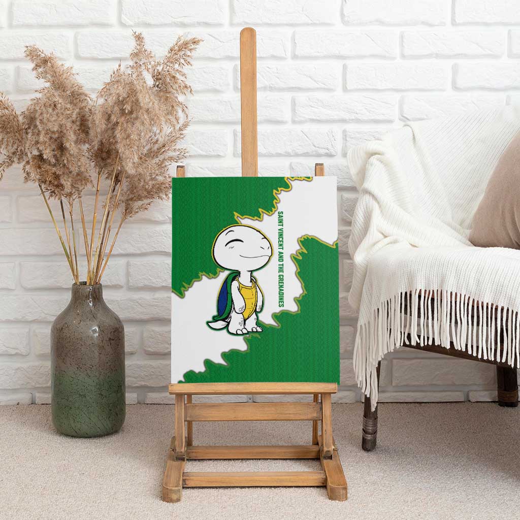 Saint Vincent and the Grenadines Turtle Canvas Wall Art with Coat of Arms and Green Heritage Design - Wonder Print Shop