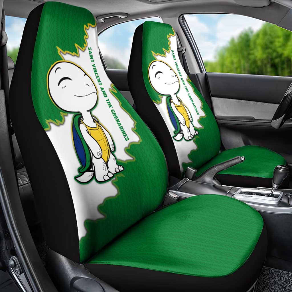 Saint Vincent and the Grenadines Turtle Car Seat Cover with Coat of Arms and Green Heritage Design - Wonder Print Shop