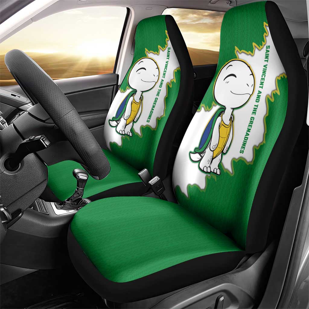 Saint Vincent and the Grenadines Turtle Car Seat Cover with Coat of Arms and Green Heritage Design - Wonder Print Shop