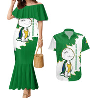 Saint Vincent and the Grenadines Turtle Couples Matching Mermaid Dress and Hawaiian Shirt with Coat of Arms and Green Heritage Design - Wonder Print Shop