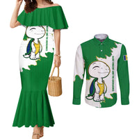 Saint Vincent and the Grenadines Turtle Couples Matching Mermaid Dress and Long Sleeve Button Shirt with Coat of Arms and Green Heritage Design - Wonder Print Shop