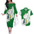 Saint Vincent and the Grenadines Turtle Couples Matching Off The Shoulder Long Sleeve Dress and Hawaiian Shirt with Coat of Arms and Green Heritage Design - Wonder Print Shop