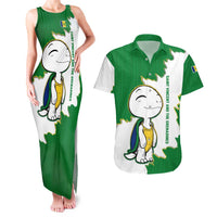 Saint Vincent and the Grenadines Turtle Couples Matching Tank Maxi Dress and Hawaiian Shirt with Coat of Arms and Green Heritage Design - Wonder Print Shop