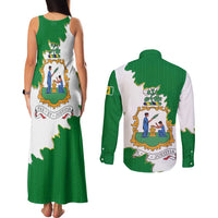 Saint Vincent and the Grenadines Turtle Couples Matching Tank Maxi Dress and Long Sleeve Button Shirt with Coat of Arms and Green Heritage Design - Wonder Print Shop