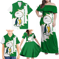 Saint Vincent and the Grenadines Turtle Family Matching Off Shoulder Maxi Dress and Hawaiian Shirt with Coat of Arms and Green Heritage Design - Wonder Print Shop