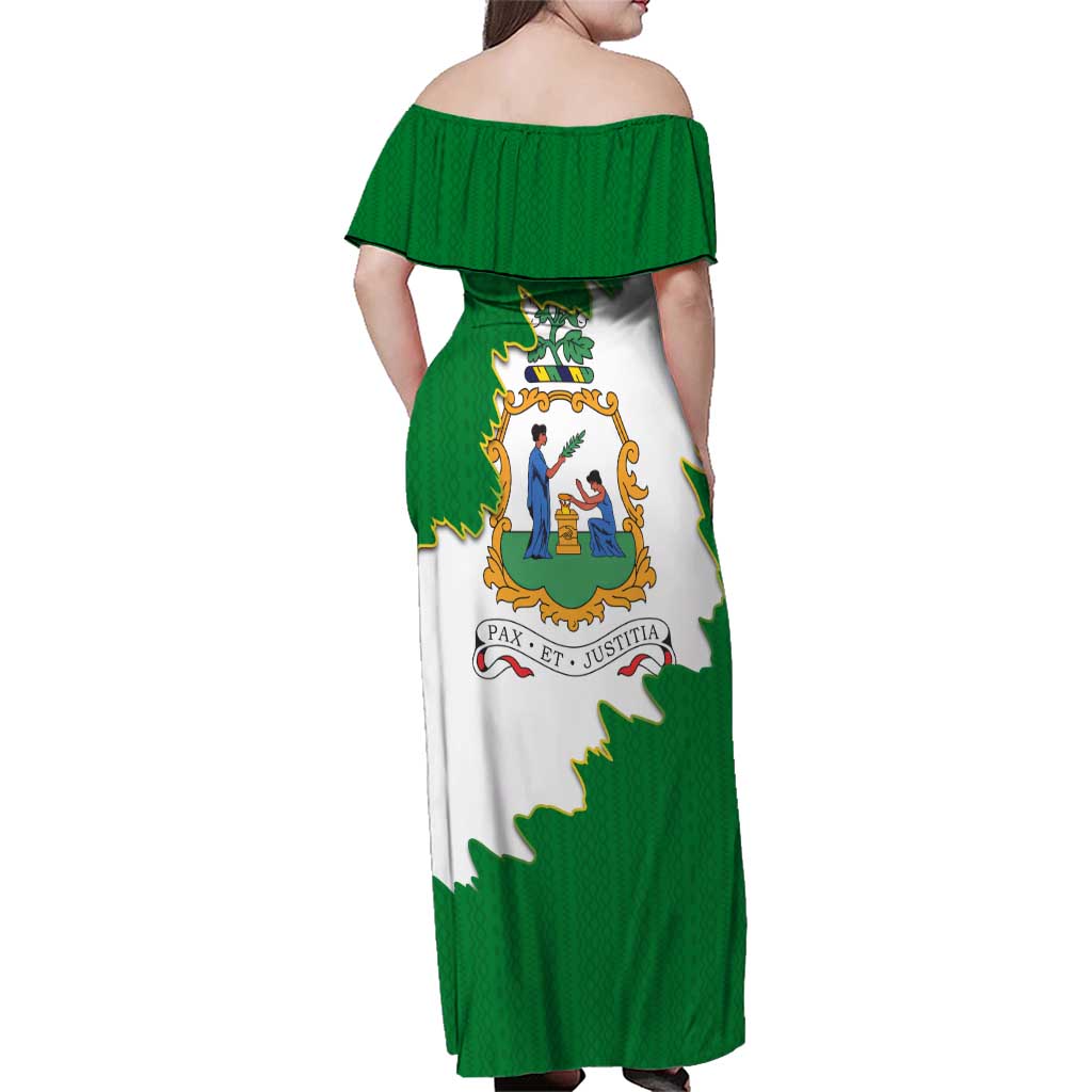 Saint Vincent and the Grenadines Turtle Family Matching Off Shoulder Maxi Dress and Hawaiian Shirt with Coat of Arms and Green Heritage Design - Wonder Print Shop