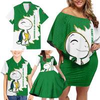 Saint Vincent and the Grenadines Turtle Family Matching Off Shoulder Short Dress and Hawaiian Shirt with Coat of Arms and Green Heritage Design - Wonder Print Shop