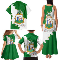 Saint Vincent and the Grenadines Turtle Family Matching Tank Maxi Dress and Hawaiian Shirt with Coat of Arms and Green Heritage Design - Wonder Print Shop