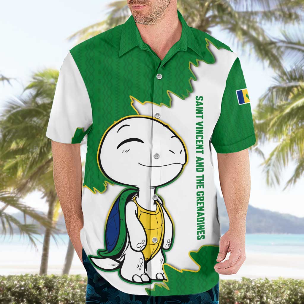 Saint Vincent and the Grenadines Turtle Hawaiian Shirt with Coat of Arms and Green Heritage Design - Wonder Print Shop
