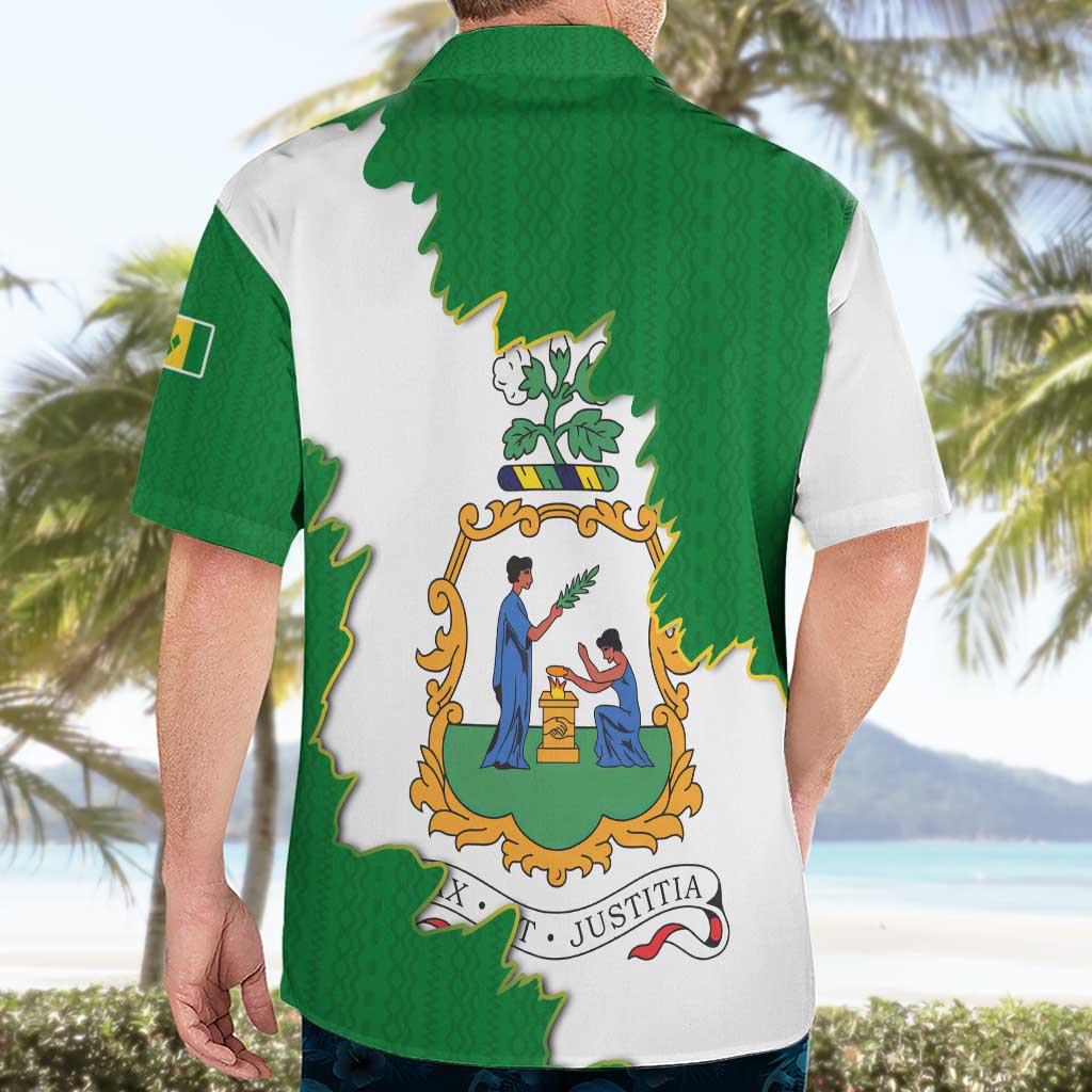 Saint Vincent and the Grenadines Turtle Hawaiian Shirt with Coat of Arms and Green Heritage Design - Wonder Print Shop