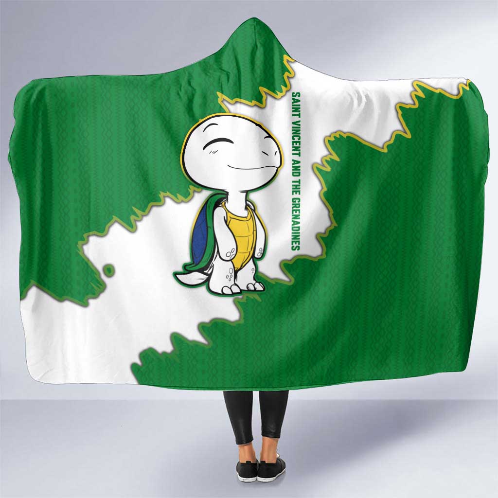 Saint Vincent and the Grenadines Turtle Hooded Blanket with Coat of Arms and Green Heritage Design - Wonder Print Shop