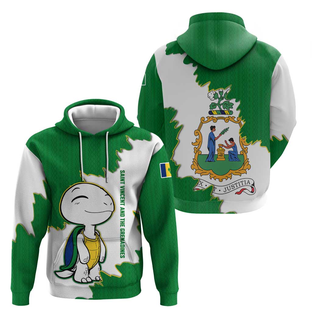 Saint Vincent and the Grenadines Turtle Hoodie with Coat of Arms and Green Heritage Design - Wonder Print Shop