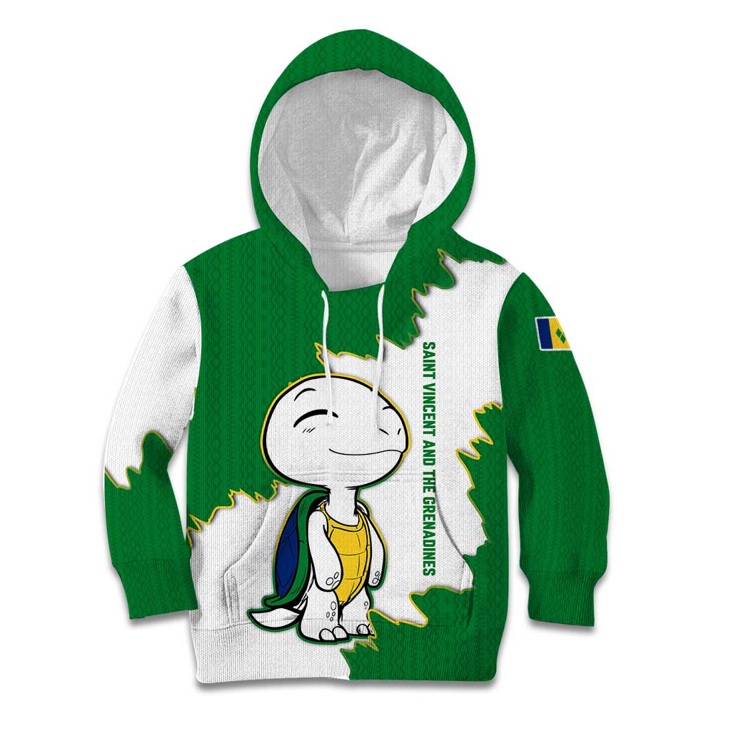Saint Vincent and the Grenadines Turtle Kid Hoodie with Coat of Arms and Green Heritage Design - Wonder Print Shop