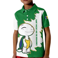 Saint Vincent and the Grenadines Turtle Kid Polo Shirt with Coat of Arms and Green Heritage Design - Wonder Print Shop