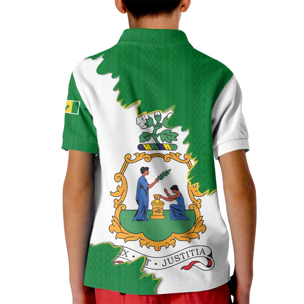 Saint Vincent and the Grenadines Turtle Kid Polo Shirt with Coat of Arms and Green Heritage Design - Wonder Print Shop