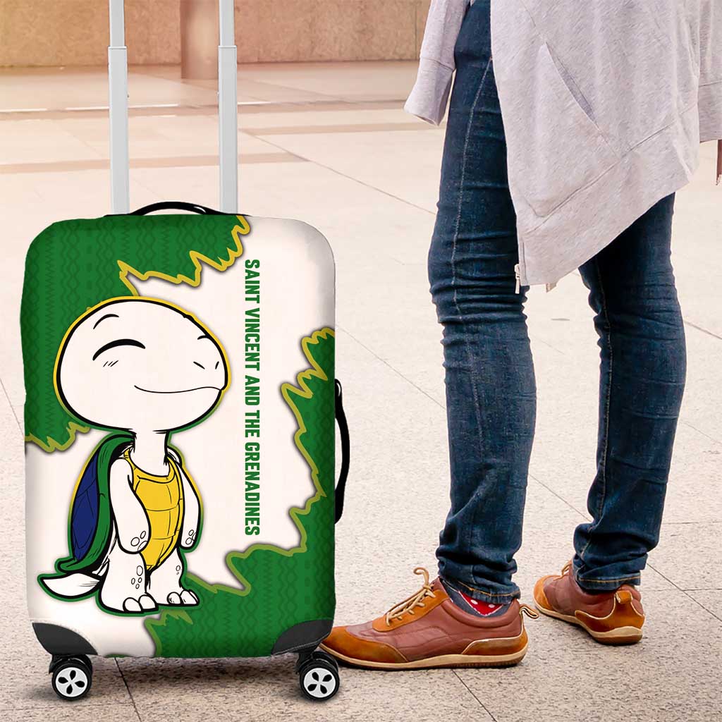Saint Vincent and the Grenadines Turtle Luggage Cover with Coat of Arms and Green Heritage Design - Wonder Print Shop