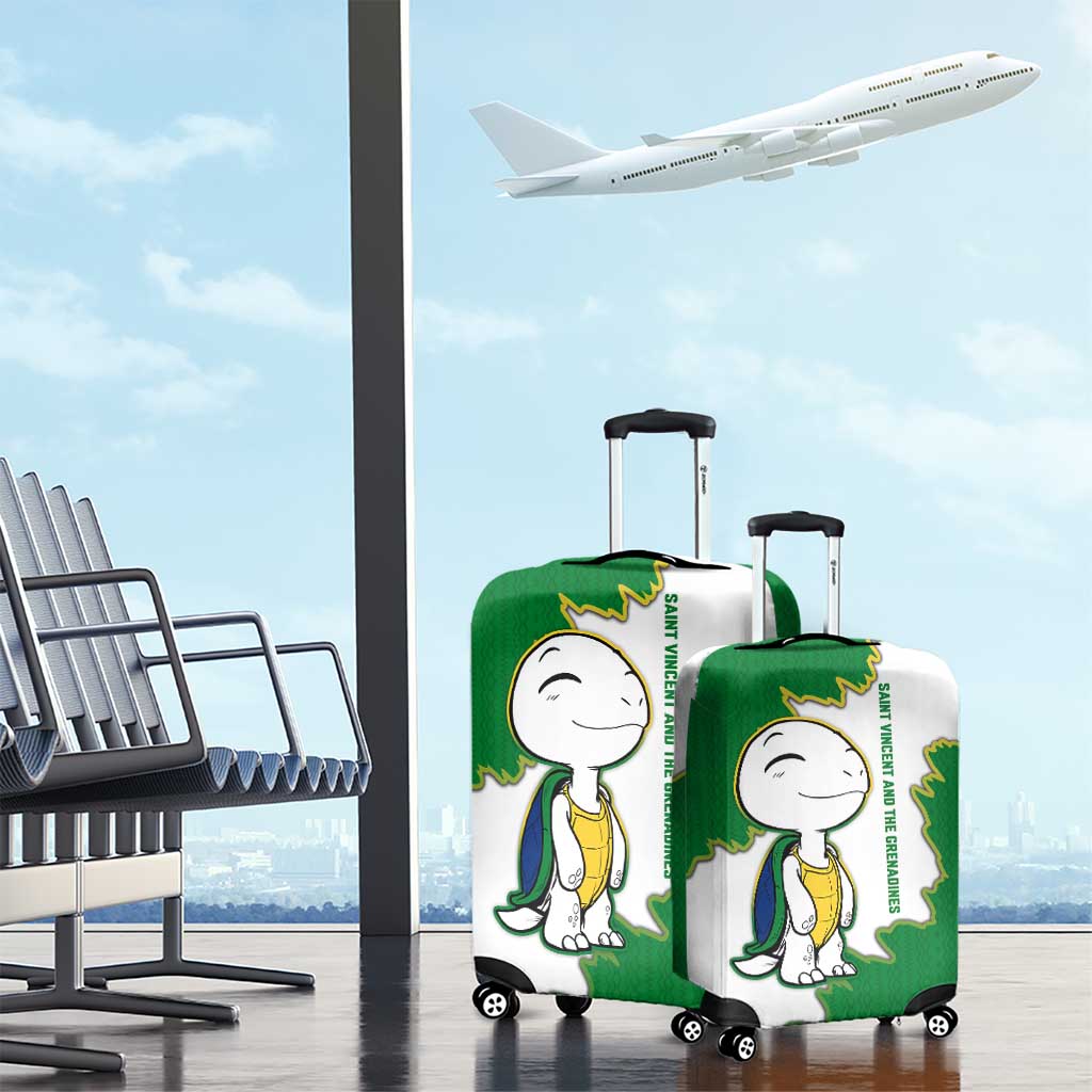 Saint Vincent and the Grenadines Turtle Luggage Cover with Coat of Arms and Green Heritage Design - Wonder Print Shop