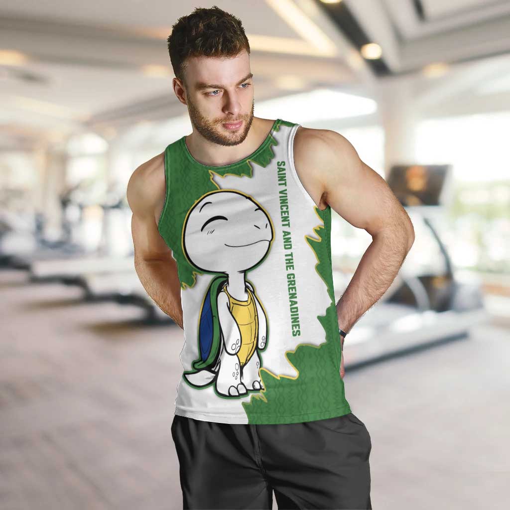 Saint Vincent and the Grenadines Turtle Men Tank Top with Coat of Arms and Green Heritage Design - Wonder Print Shop