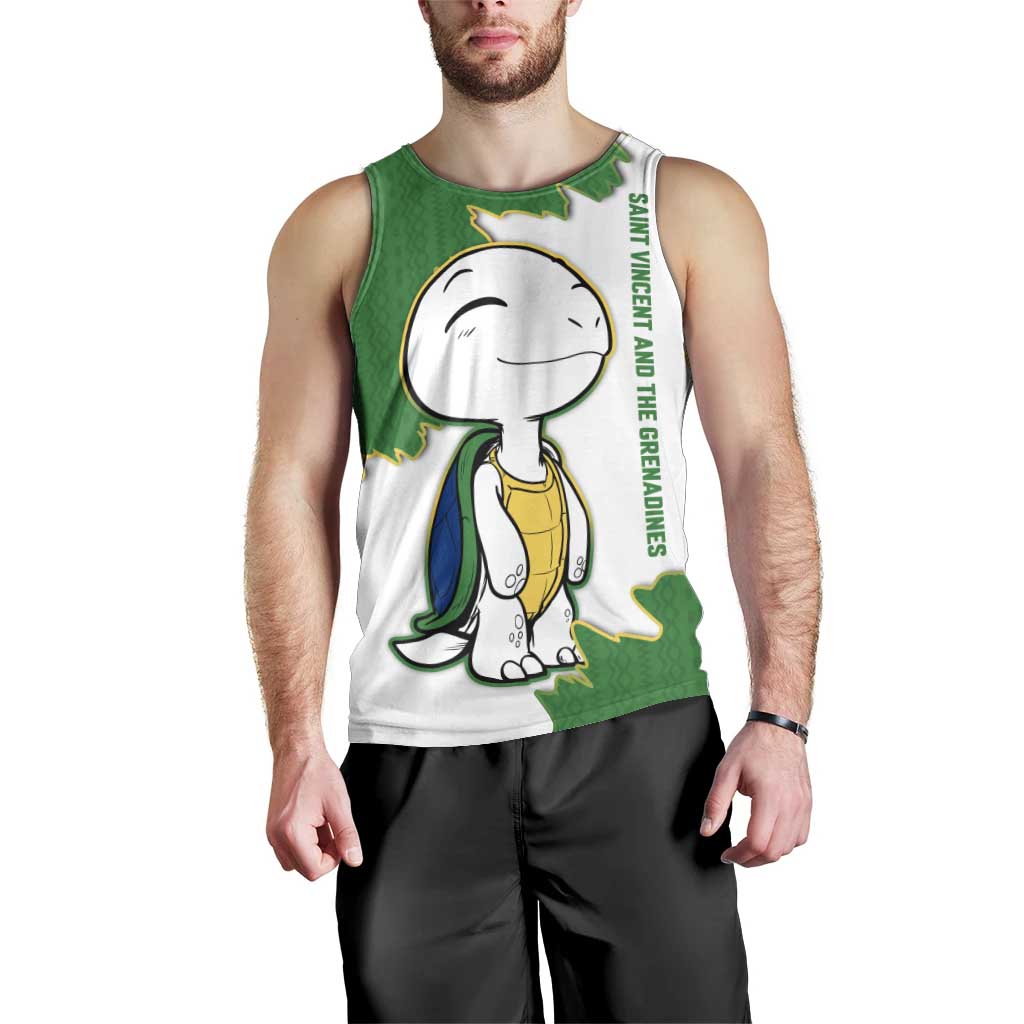 Saint Vincent and the Grenadines Turtle Men Tank Top with Coat of Arms and Green Heritage Design - Wonder Print Shop